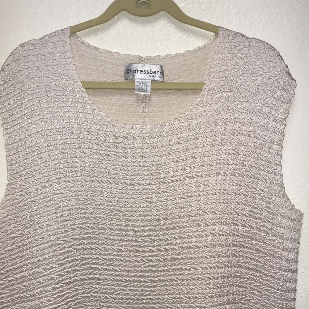 Dress Barn Woman Size 22 24 Sleeveless Ivory Cream Piqued Pullover Dress Top